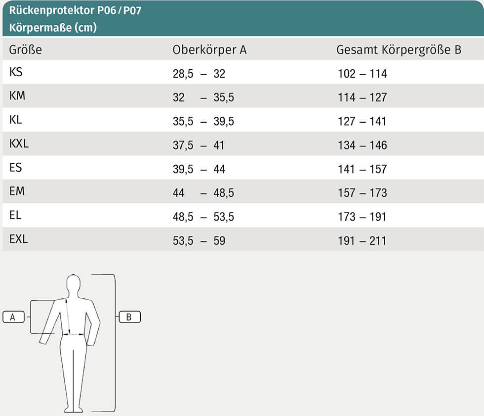 Rückenprotektor P06 flexible für Erwachsene in schwarz