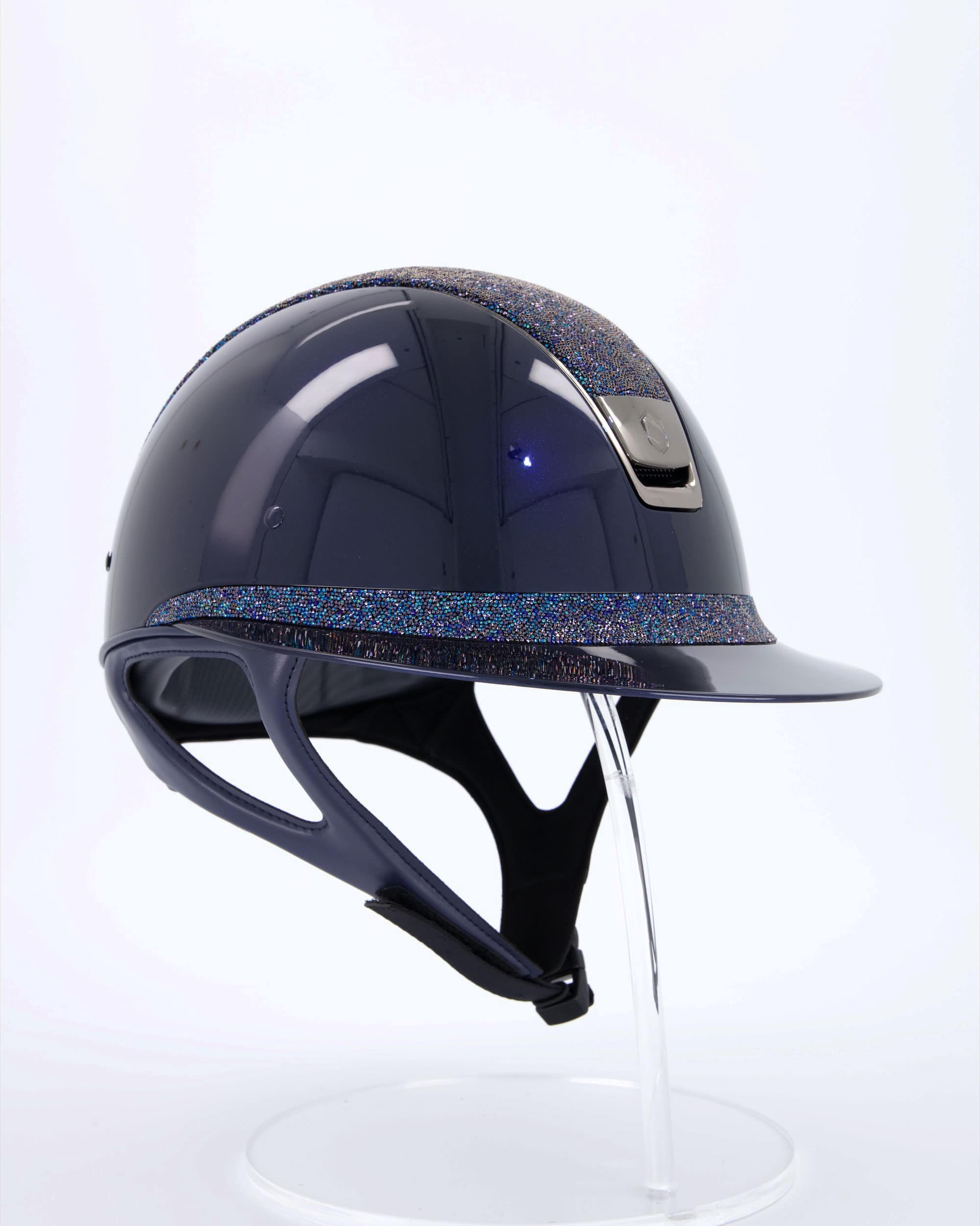 Reithelm Miss Shield Shadowglossy, Top u. Frontal Band Ultra Fine Rock Blue, Blason u. Trim Chrome Black in blau