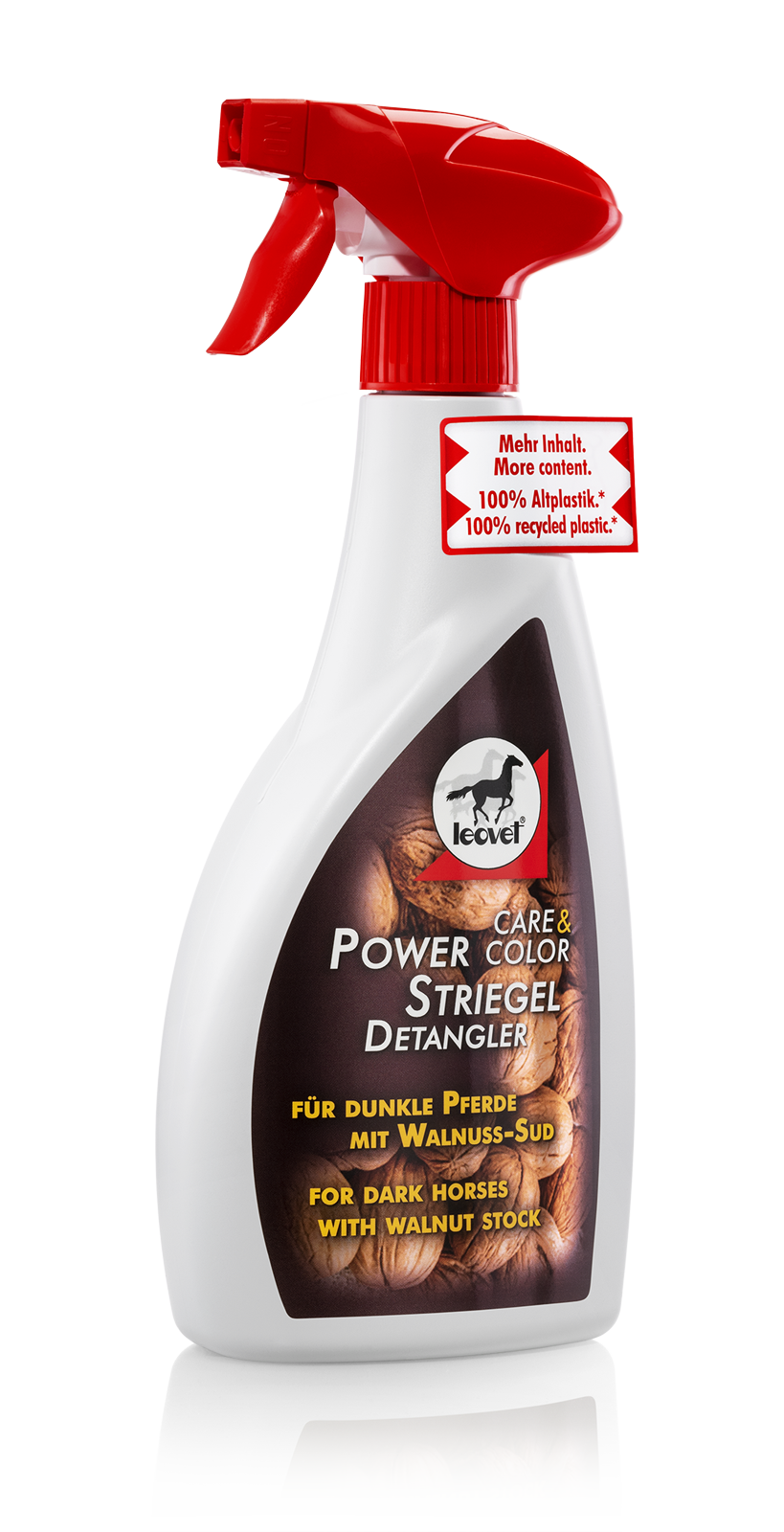 Glanzspray Power Striegel mit Walnuss für dunkle Pferde, 550 ml