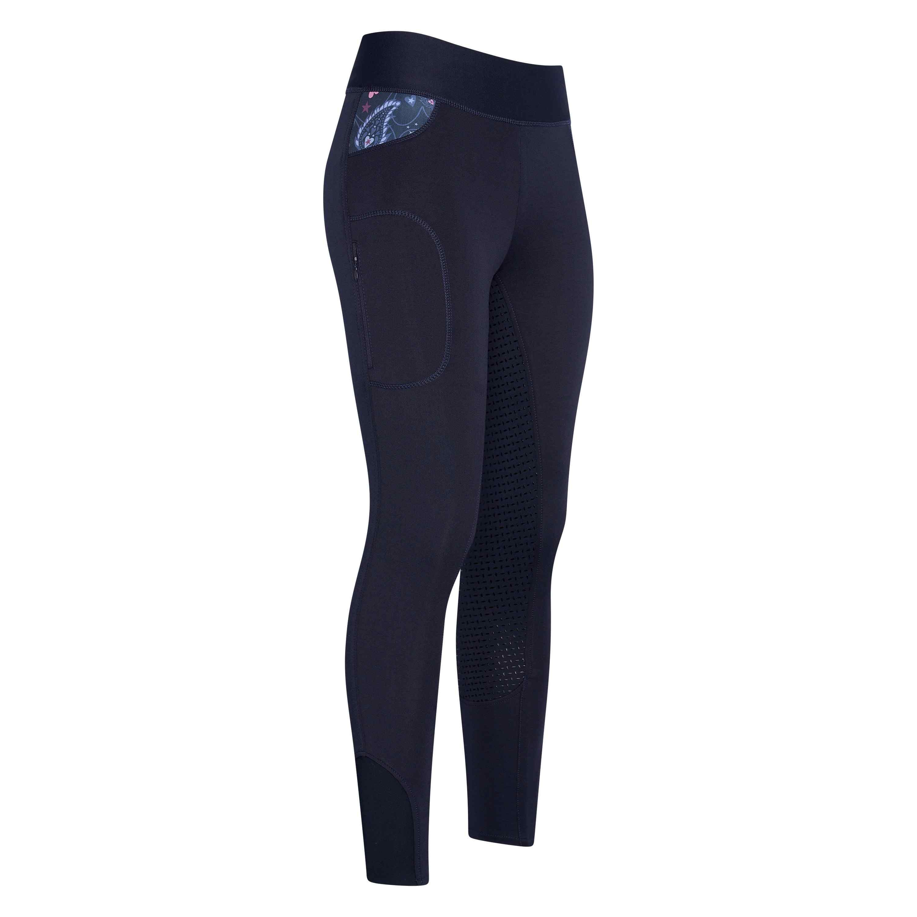 Reitleggings Kinder Cosmic sparkle Vollgrip in navy