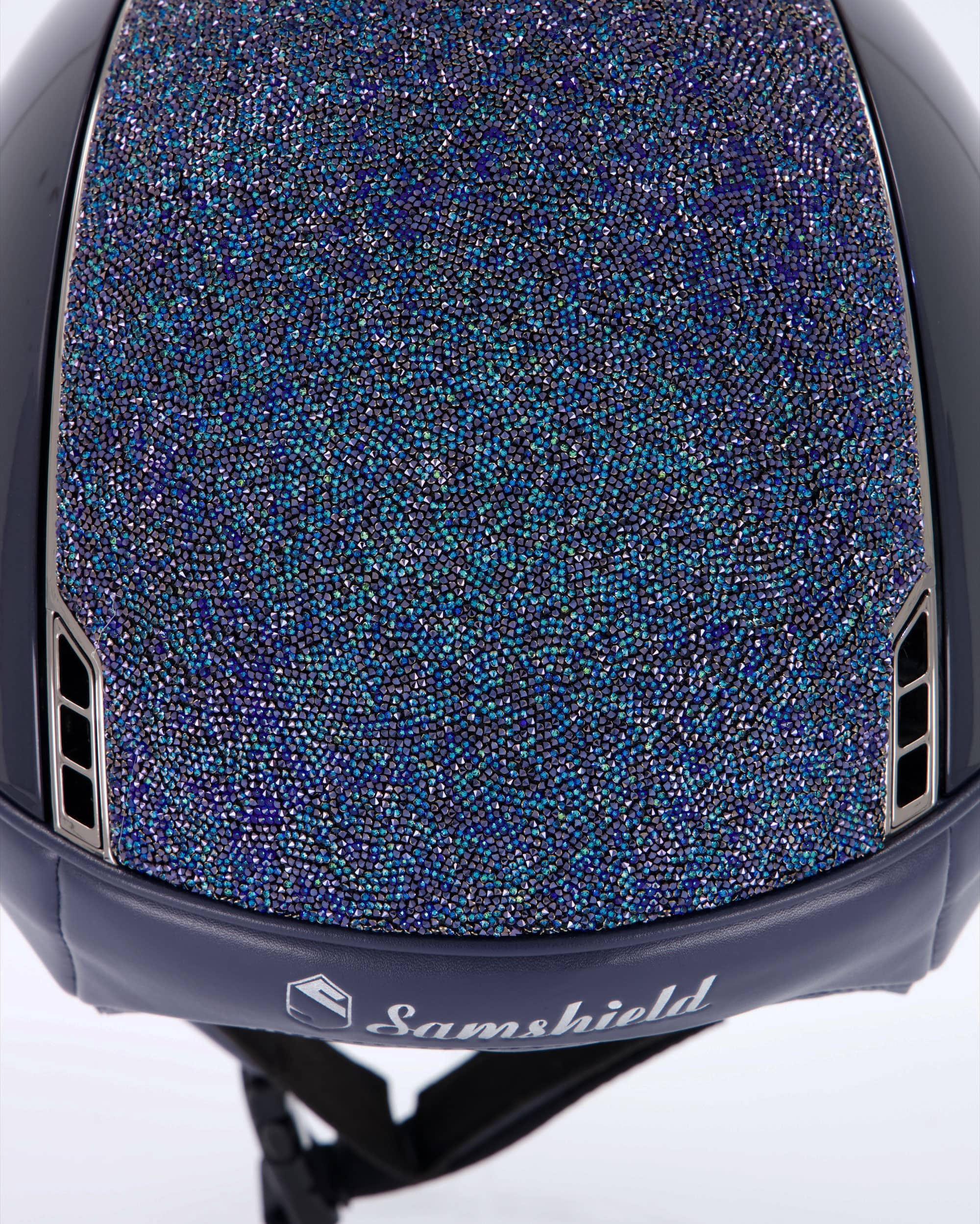 Reithelm Miss Shield Shadowglossy, Top u. Frontal Band Ultra Fine Rock Blue, Blason u. Trim Chrome Black in blau