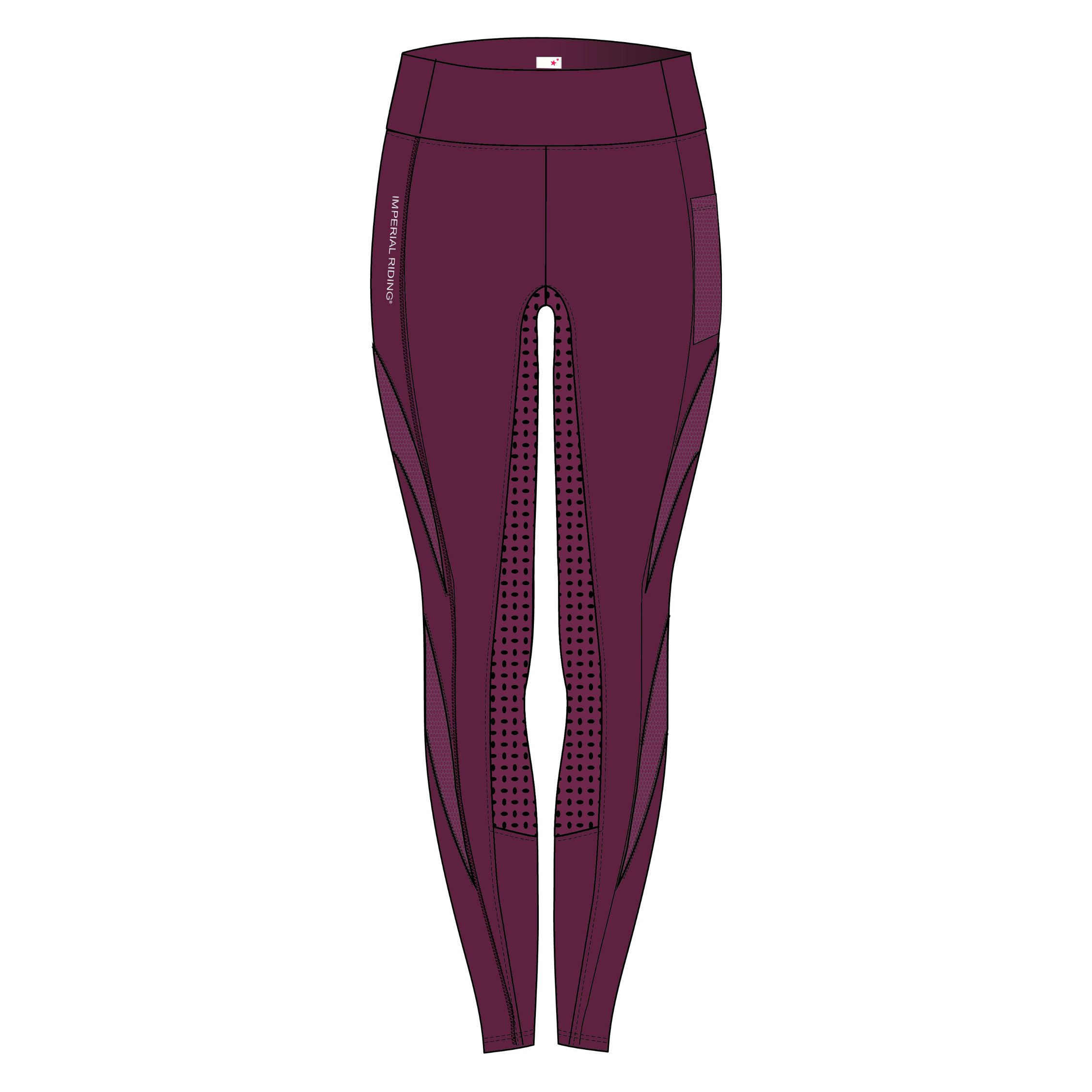 Reitleggings Damen Star Vollgrip in Dark berry