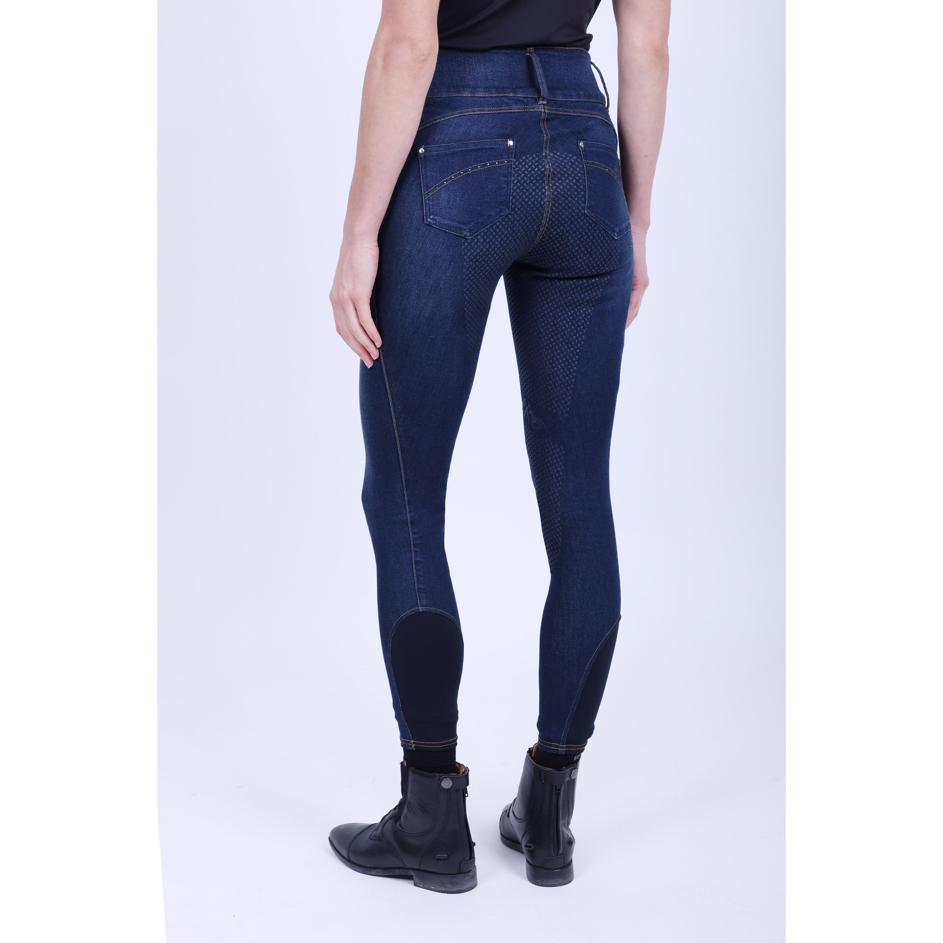 Reithose Damen Elena denim Vollgrip in Dark Blue Denim