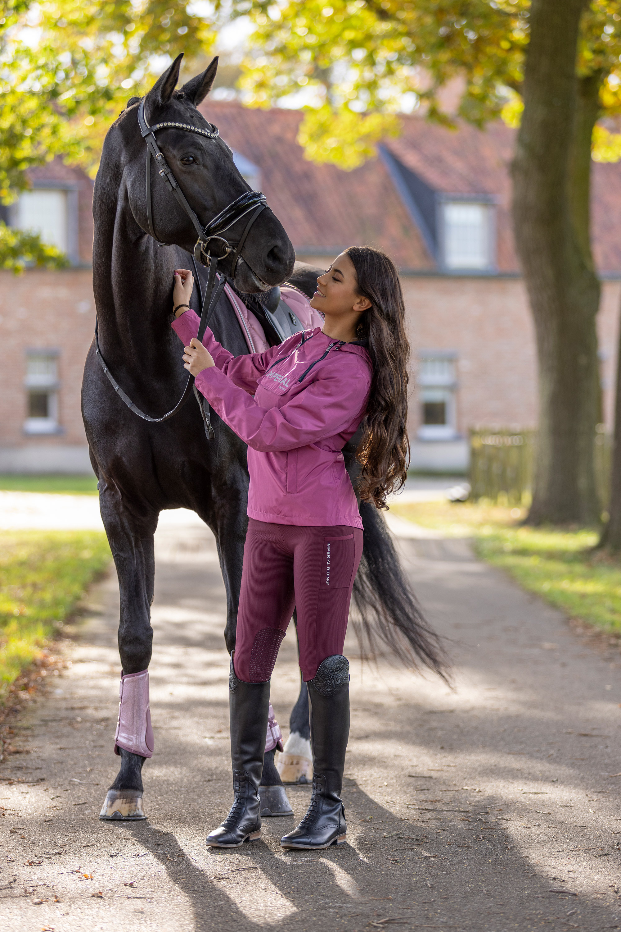 Reitleggins Damen Sofia Kniegrip in dark flower