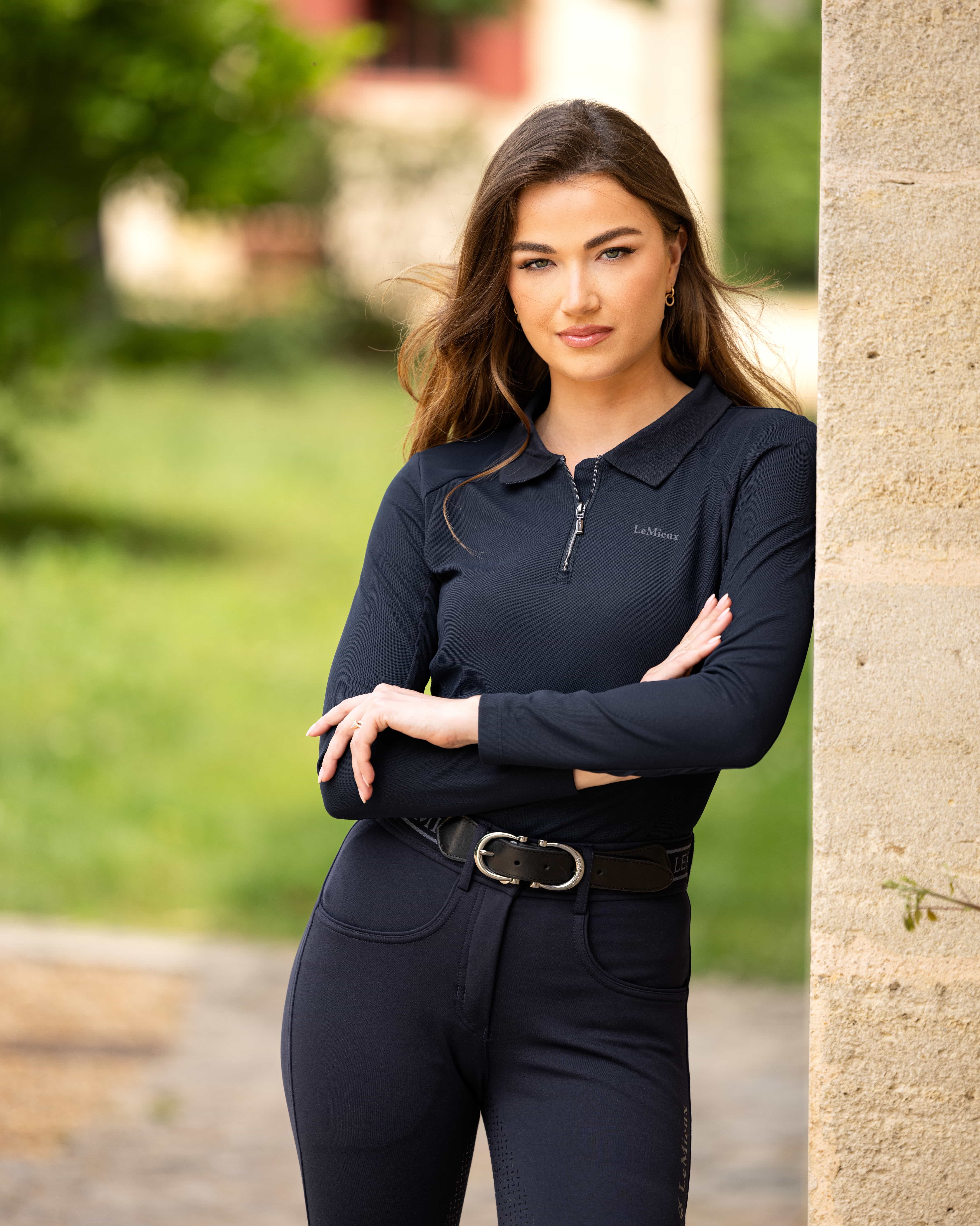 Longsleeve Sport-Polo Damen in navy